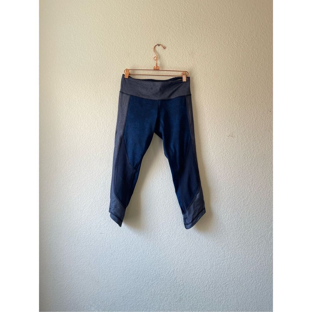 Lululemon Sz 6 Wunder Under Crop Sashiko Cross Inkwell Leggings Blue‎ Women’s